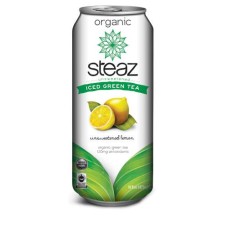 Steaz Energy Unsweetened Lemon Iced Green Tea (12x16 Oz)